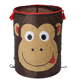 Vasketøjskurv i brun med abe-logo